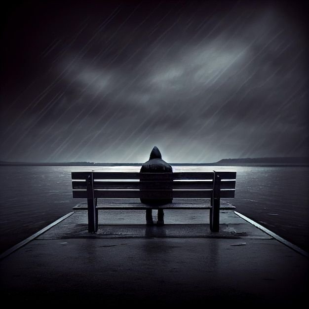 A person feeling loneliness, a Surreal Illustration _ Premium AI-generated image